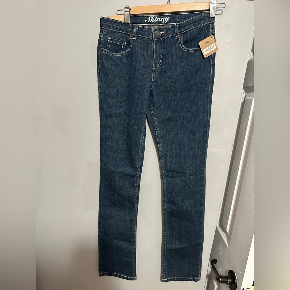 Girls Crazy 8 Dark Blue Skinny Fit Jeans Adjustable Waist 14 Regular